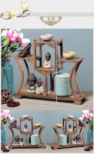 鸡翅木实木博古架 木质工艺摆件