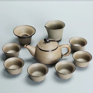 粗陶手绘功夫茶具