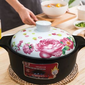 康舒 养生浅煲 耐高温 烤花砂锅 彩盖 3L 3-4人使用 缺货